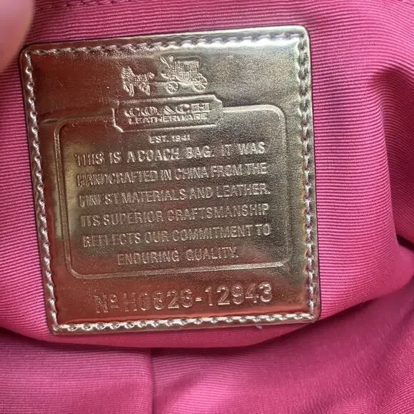 Coach Op Art Large Sabrina H0826-12943 Khaki Sateen/Leather Satchel Bag - Picture 8 of 10